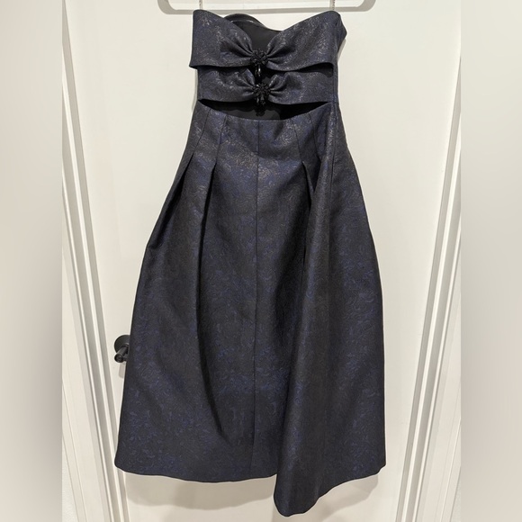 Sachin & Babi Black/Midnight Jacquard Strapless Margaux Formal Gown - 0 - Picture 3 of 12